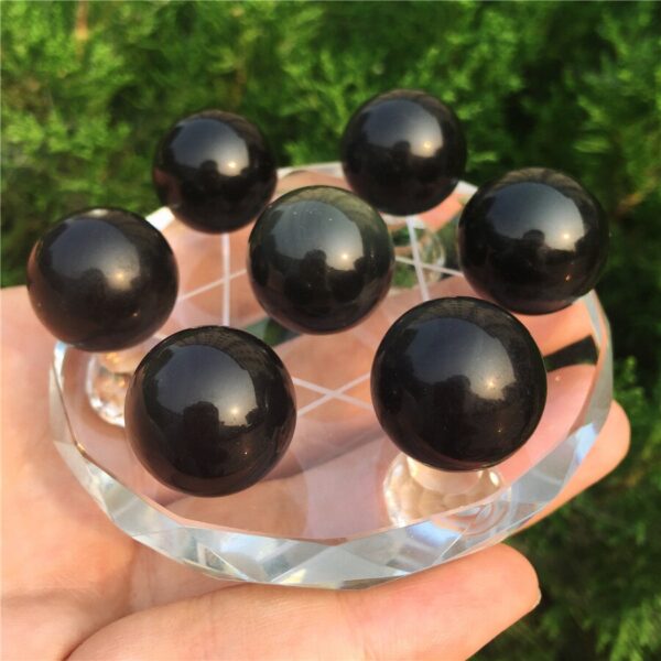 Crystal Healing~Natural Obsidian seven star array Feng shui Obsidian Crystal Ball Decoration home furnishing articles