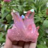 Crystal Healing~Natural crystal cluster Specimen electroplating pink Titanium quartz cluster  Mineral Specimens 1pcs