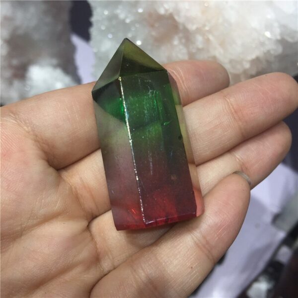 Crystal Healing~Natural crystal  quartz crystal specimen obelisk quartz crystal wand point double color electroplating aura Titanium coating 1pc