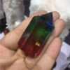 Crystal Healing~Natural crystal  quartz crystal specimen obelisk quartz crystal wand point double color electroplating aura Titanium coating 1pc