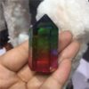 Crystal Healing~Natural crystal  quartz crystal specimen obelisk quartz crystal wand point double color electroplating aura Titanium coating 1pc