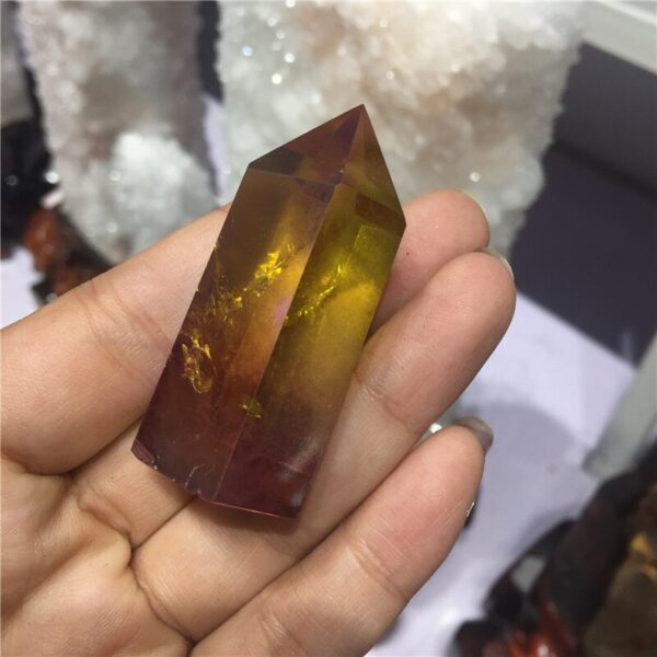 Crystal Healing~Natural crystal  quartz crystal specimen obelisk quartz crystal wand point double color electroplating aura Titanium coating 1pc
