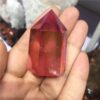 Crystal Healing~Natural crystal  quartz crystal specimen obelisk quartz crystal wand point electroplating red aura quartz Titanium coating 1pc