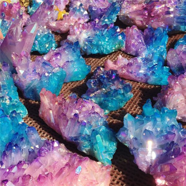 Crystal Healing~Natural crystal quartz rare and beautiful blue-violet pink quartz crystal cluster mineral healing specimen was sent to 1pcs rand