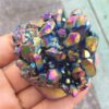 Crystal Healing~Natural electroplating multi-color crystal cluster hedgehog statuette reiki titanium alloy statuette meditation gift decoration