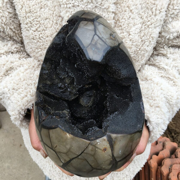 Natural Septarian Geode Dragon Egg Quartz Egg Cluster Crystal Healing Random - Stones