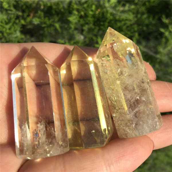 Crystal Healing~Natural smokey citrine quartz obelisk crystal wand point healing 3pcs