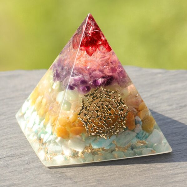Reiki Pyramid~Orgonite Energy Pyramid Natural Chakra Crystal Stone Emf Protection For Chakra Healing Energy Generator Resin Decorative