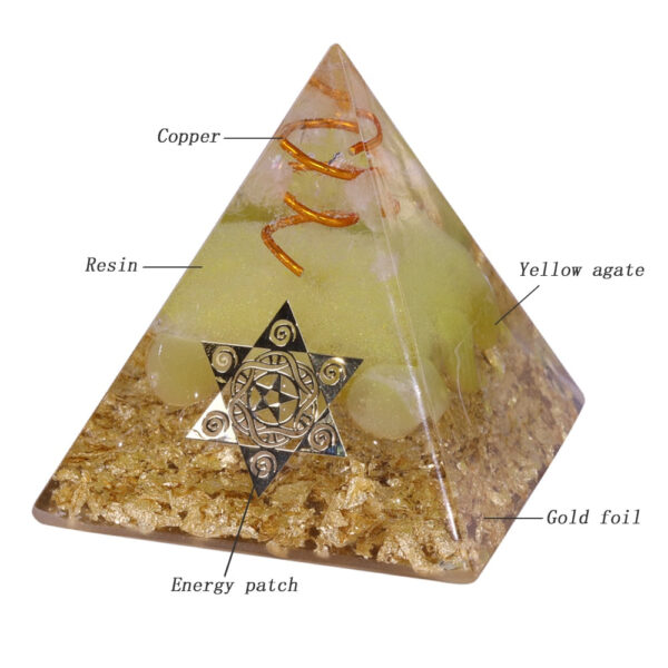 Reiki Pyramid~Orgonite Pyramid 5Cm Symbolizes The Lucky Yellow Crystal Pyramid Energy Converter To Gather Wealth And Prosperity Resin Decor