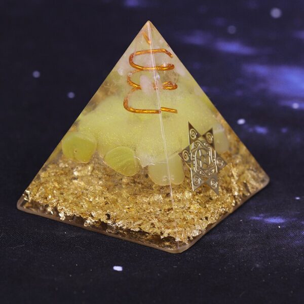 Reiki Pyramid~Orgonite Pyramid 5Cm Symbolizes The Lucky Yellow Crystal Pyramid Energy Converter To Gather Wealth And Prosperity Resin Decor