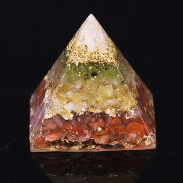 Reiki Pyramid~Orgonite Pyramid Energy Converter Orgone Resin Natural Gravel Stones Balance Healing Jewelry For Female Men Home Decor
