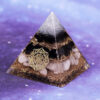 REIKI PYRAMID~Powerful Orgonite Pyramid Obsidian Copper Shavings Orgone Pyramid With White Crystal Reiki   Pyramid