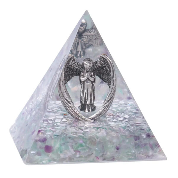Resin Orgone Pyramid With Metal Guardian Angel And Tumbled Stones Orgonite Energy Generator For Protection Reiki Home Decor