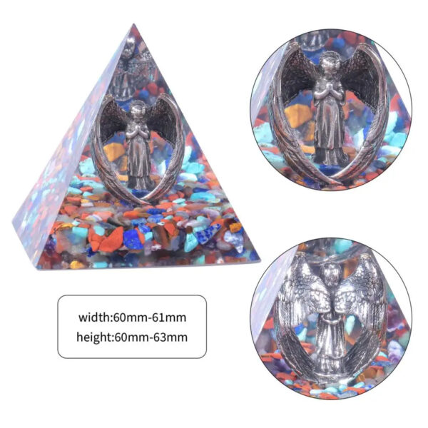 Resin Orgone Pyramid With Metal Guardian Angel And Tumbled Stones Orgonite Energy Generator For Protection Reiki Home Decor