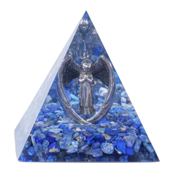 Resin Orgone Pyramid With Metal Guardian Angel And Tumbled Stones Orgonite Energy Generator For Protection Reiki Home Decor