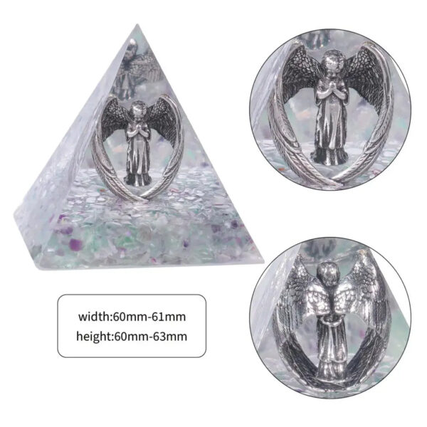 Resin Orgone Pyramid With Metal Guardian Angel And Tumbled Stones Orgonite Energy Generator For Protection Reiki Home Decor