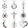 7 Chakra Stone Flower Heart Moon Cross Healing Reiki Pendant