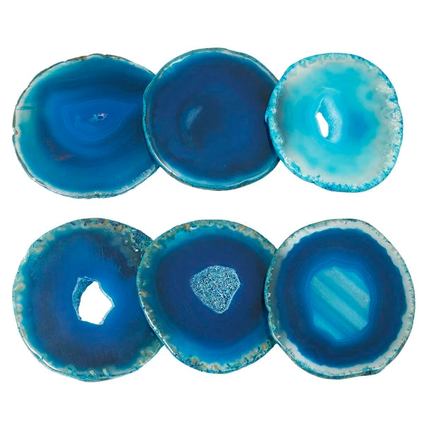 1Lot (6Pc) Agate Slices Crystal Slices Geode Stone Slab Cards for Home Decor Jewelry Making 1.5"-2.3"