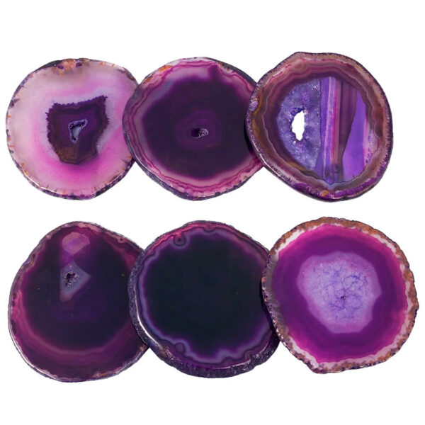 1Lot (6Pc) Agate Slices Crystal Slices Geode Stone Slab Cards for Home Decor Jewelry Making 1.5"-2.3"