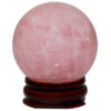 55-60mm Natural Rose Quartz Ball Healing Crystal Stone Mineral Sphere With Wood Stand Holder Room Decor Ornaments