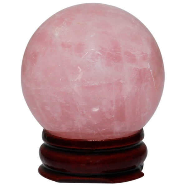 55-60mm Natural Rose Quartz Ball Healing Crystal Stone Mineral Sphere With Wood Stand Holder Room Decor Ornaments