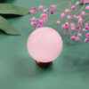 55-60mm Natural Rose Quartz Ball Healing Crystal Stone Mineral Sphere With Wood Stand Holder Room Decor Ornaments