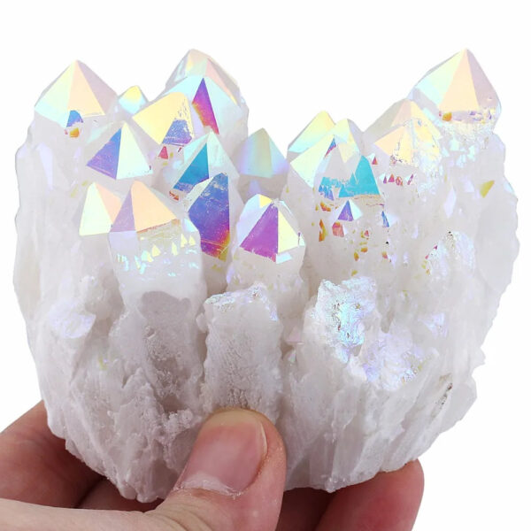 Angel Aura Quartz Titanium Coated Natural Crystal Cluster Stone Specimne,Healing Metaphysical