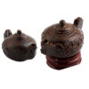 Reiki Teapot Ornaments With Wooden Stand Figurines For Luck Wealth Room Decor Home Decoration