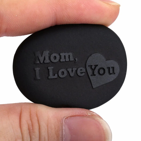 Engraved Stone Black Stone Polished Stone Tumbled stone Mom/Dad I Love You