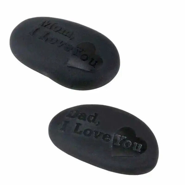 Engraved Stone Black Stone Polished Stone Tumbled stone Mom/Dad I Love You