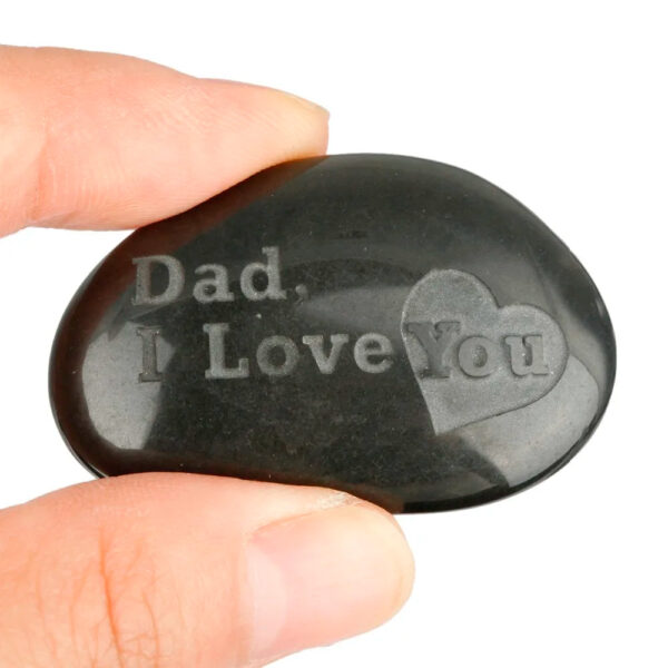 Engraved Stone Black Stone Polished Stone Tumbled stone Mom/Dad I Love You