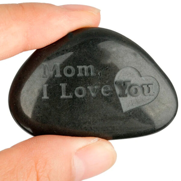 Engraved Stone Black Stone Polished Stone Tumbled stone Mom/Dad I Love You