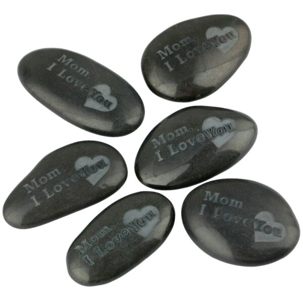 Engraved Stone Black Stone Polished Stone Tumbled stone Mom/Dad I Love You