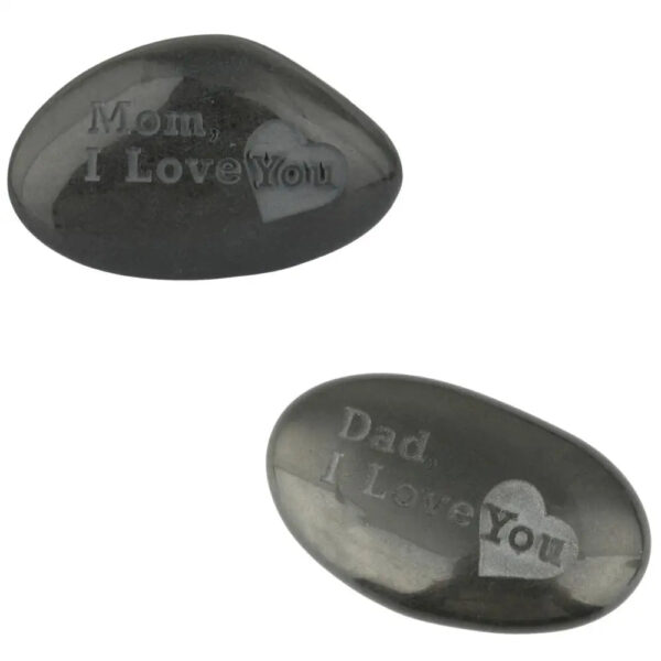 Engraved Stone Black Stone Polished Stone Tumbled stone Mom/Dad I Love You