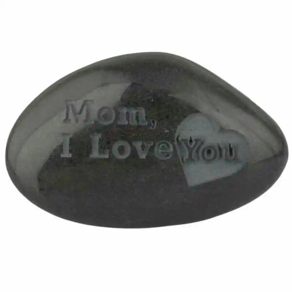 Engraved Stone Black Stone Polished Stone Tumbled stone Mom/Dad I Love You