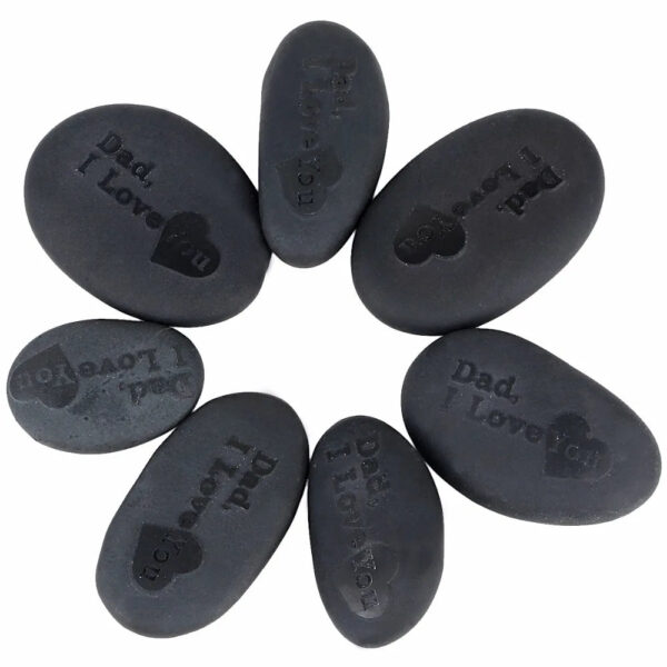 Engraved Stone Black Stone Polished Stone Tumbled stone Mom/Dad I Love You