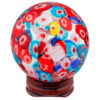 Multicolor Floral Murano Glass Crystal Ball With Wooden Display Stand Decorative Balls Room Decor