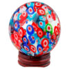 Multicolor Floral Murano Glass Crystal Ball With Wooden Display Stand Decorative Balls Room Decor