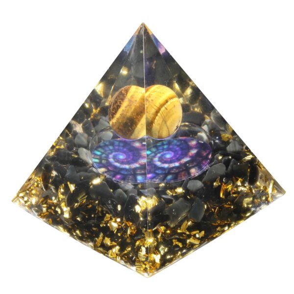 Natural Amethyst Crystal Ball Orgone Pyramid Healing Energy Orgonite Pyramid For EMF Protection Chakra Balancing