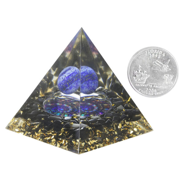 Natural Amethyst Crystal Ball Orgone Pyramid Healing Energy Orgonite Pyramid For EMF Protection Chakra Balancing