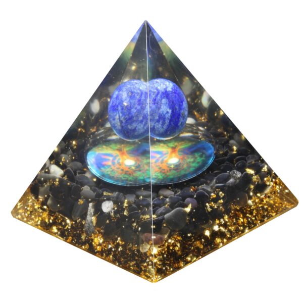 Natural Amethyst Crystal Ball Orgone Pyramid Healing Energy Orgonite Pyramid For EMF Protection Chakra Balancing