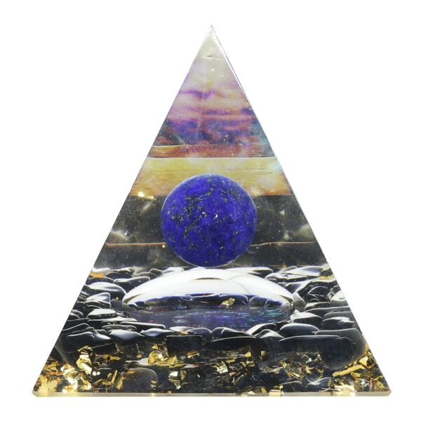 Natural Amethyst Crystal Ball Orgone Pyramid Healing Energy Orgonite Pyramid For EMF Protection Chakra Balancing