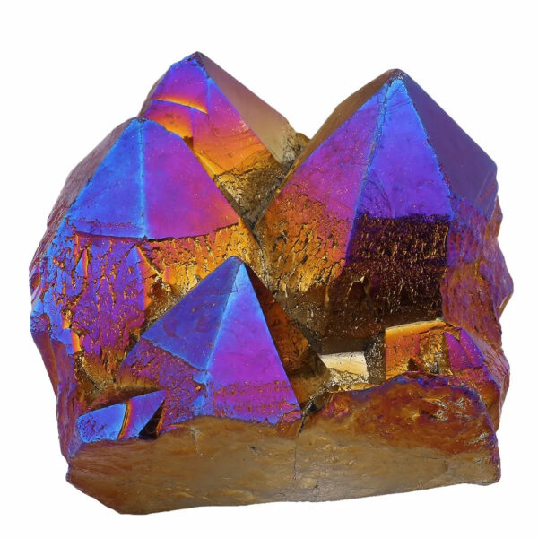 Purple Gold Aura Titanium Coated Natural Crystal Quartz Cluster Drusy Geode Specimen Decor