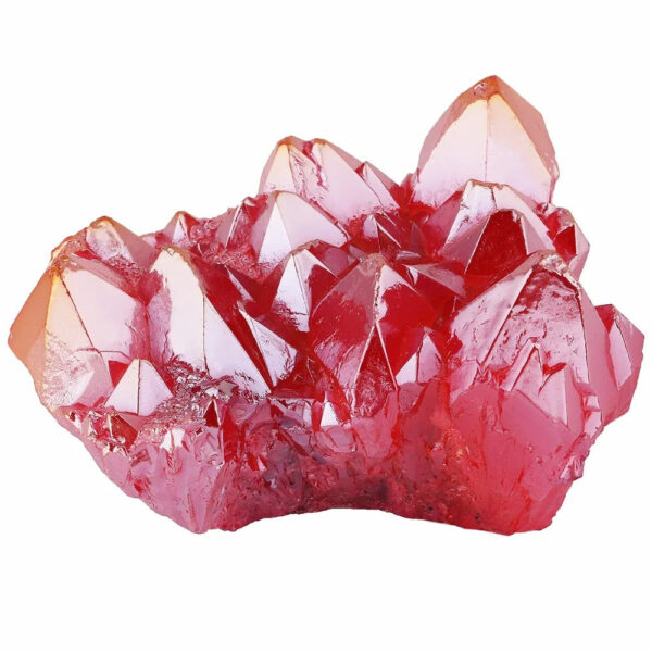 Red Angel Aura Titanium Coated Natural Crystal Cluster Stone Specimen Figurine