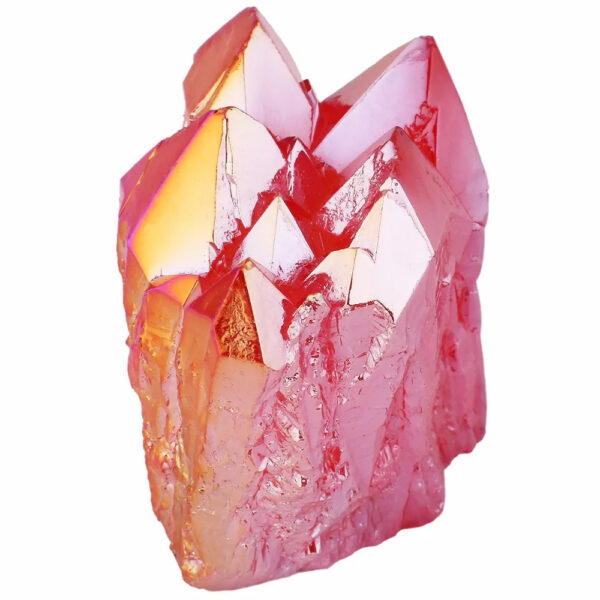 Red Angel Aura Titanium Coated Natural Crystal Cluster Stone Specimen Figurine