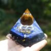Orgone Pyramid~Tiger eye Crystal Ball Orgone Pyramid With Lapis Lazuli Obsidian Quartz Stone Orgonite Reiki Energy Healing Pyramid