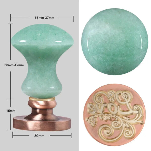 Wax Seal Stamps Head For Envelope Wedding Invitations Gift Wrapping Wax Stamp Sealing Tool With Natural Green Aventurine Handle