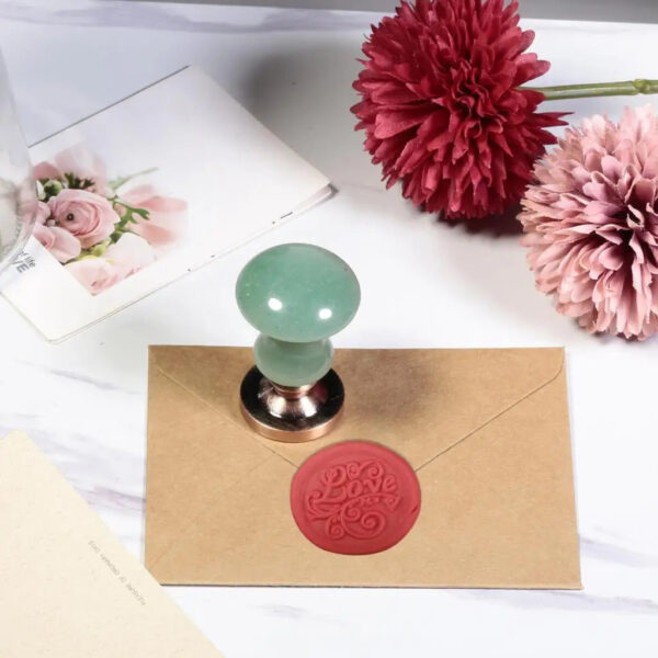 Wax Seal Stamps Head For Envelope Wedding Invitations Gift Wrapping Wax Stamp Sealing Tool With Natural Green Aventurine Handle