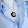Orgone orgonite® powerful blue pendant with 2 gold plated (24K) MWO by Lakhovsky, for protection, clearing chakra, energy - crystal healing