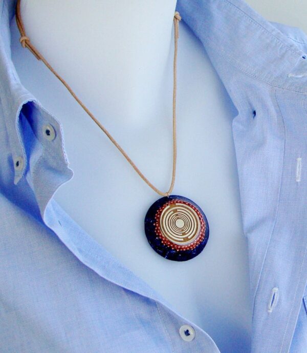 Orgone orgonite® powerful blue pendant with 2 gold plated (24K) MWO by Lakhovsky, for protection, clearing chakra, energy - crystal healing